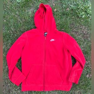 Nike Youth XL Bright Red Hooded Cotton Zip Up Mid Weight Jacket